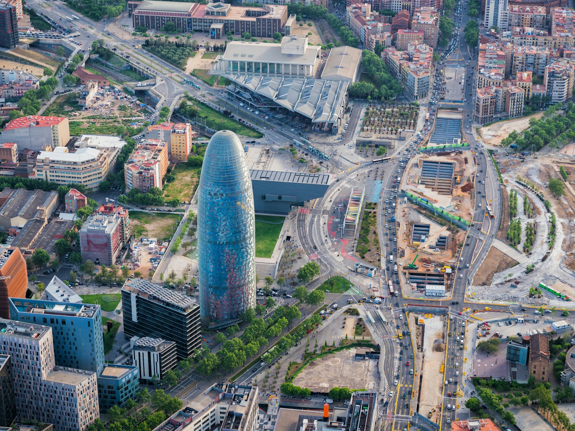 Traffic on Barcelona's Glories roundabout 