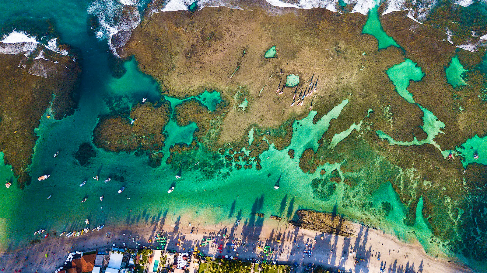 Features - Aerial view of the "Porto de Galinhas" beach An aerial view of the inlets off Porto de Galinhas beach, Brazil