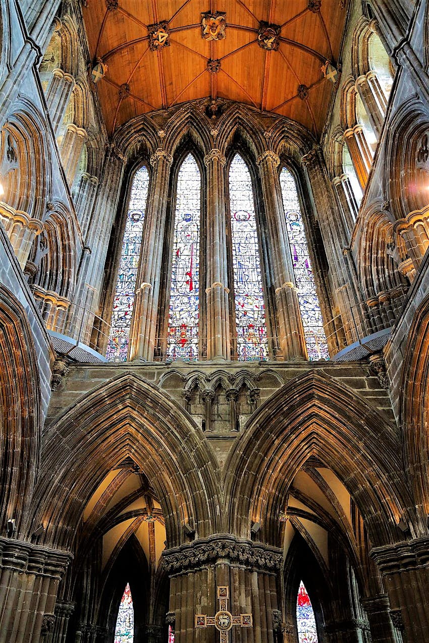 Arched windows inside Glasgow Cathedral