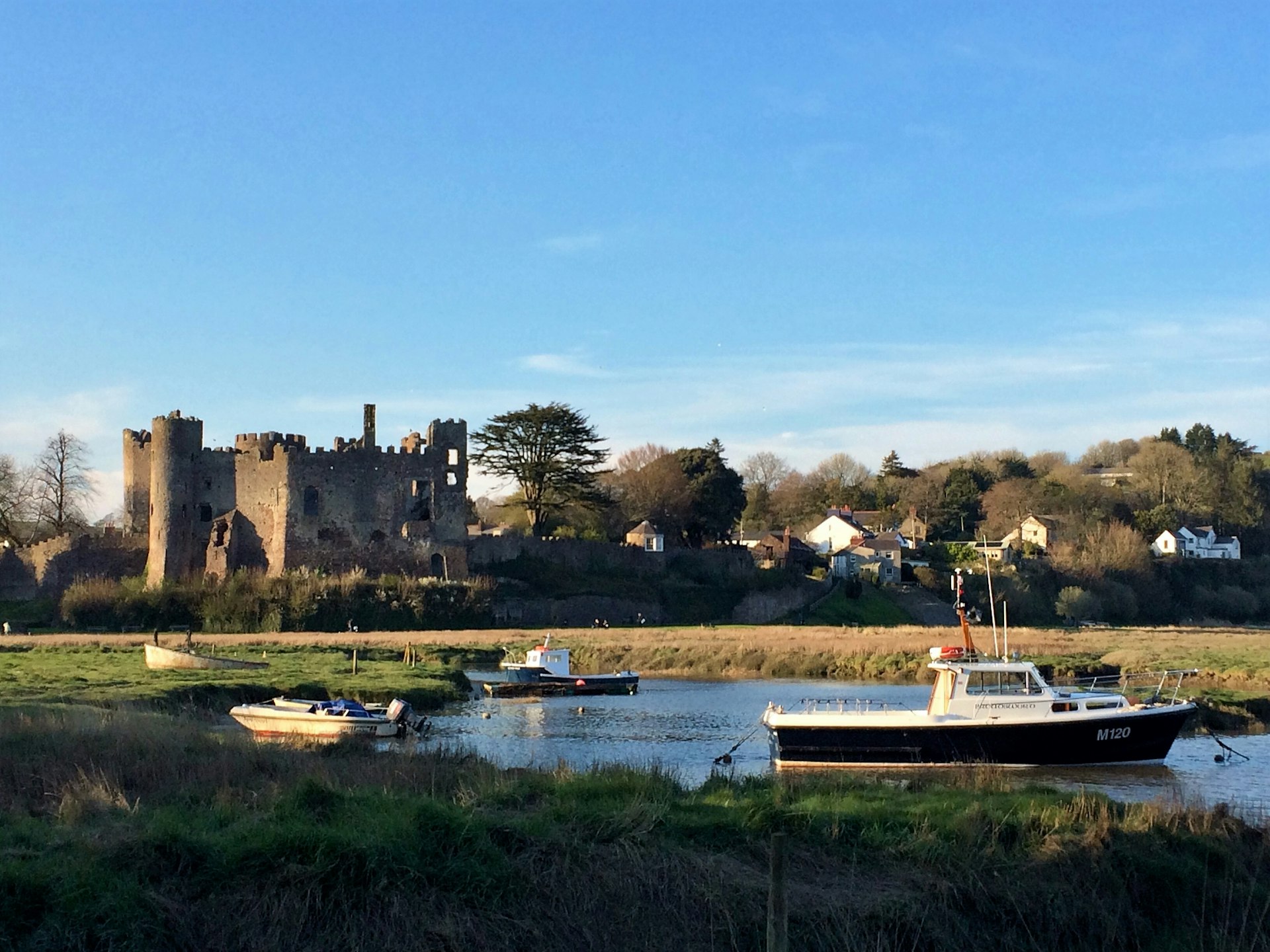 View of Laugharne Castle and the town's waterfront