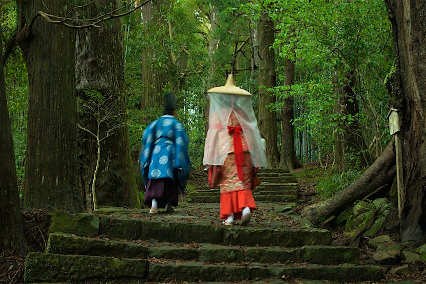 Features - Japanese pilgrims in Kumano Kodo pilgrimage, Japan