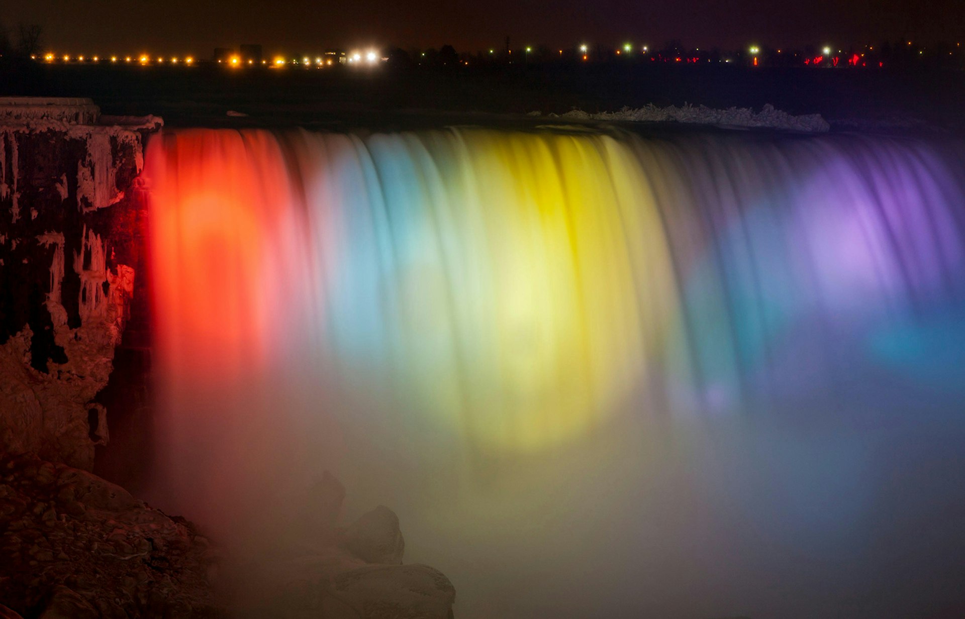 Niagara Falls illuminated for the Winter Festival of Lights