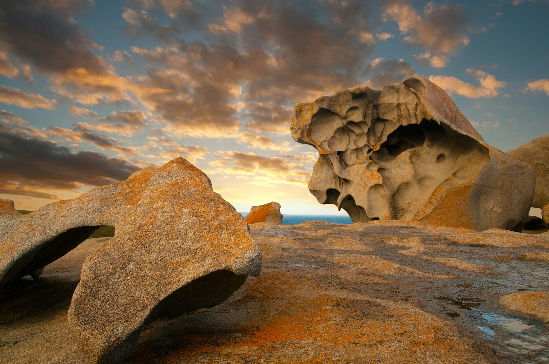 Kangaroo Island food - Australia's Kangaroo Island dramatic rock formations at sunset