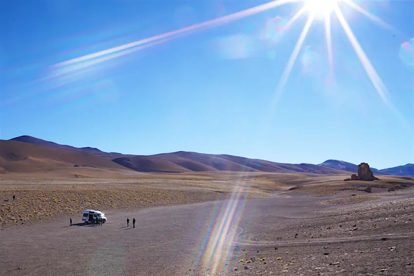 Camper van in Atacama Desert, Chile A tour van in the Atacama Desert, Chile