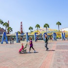 People walk to California Adventure park at Disneyland California
