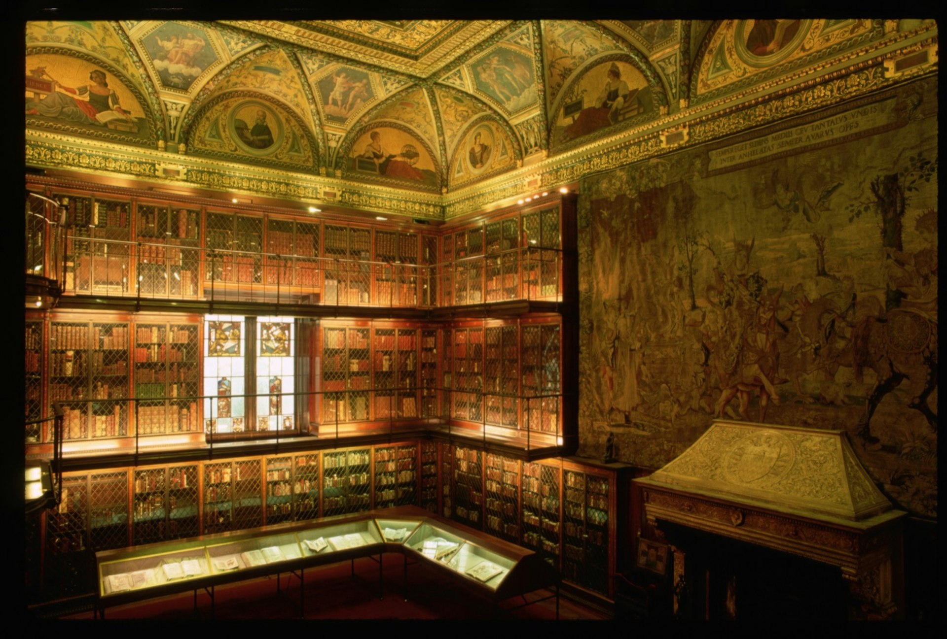 The walnut shelves of the library at the stunning New York City Museum