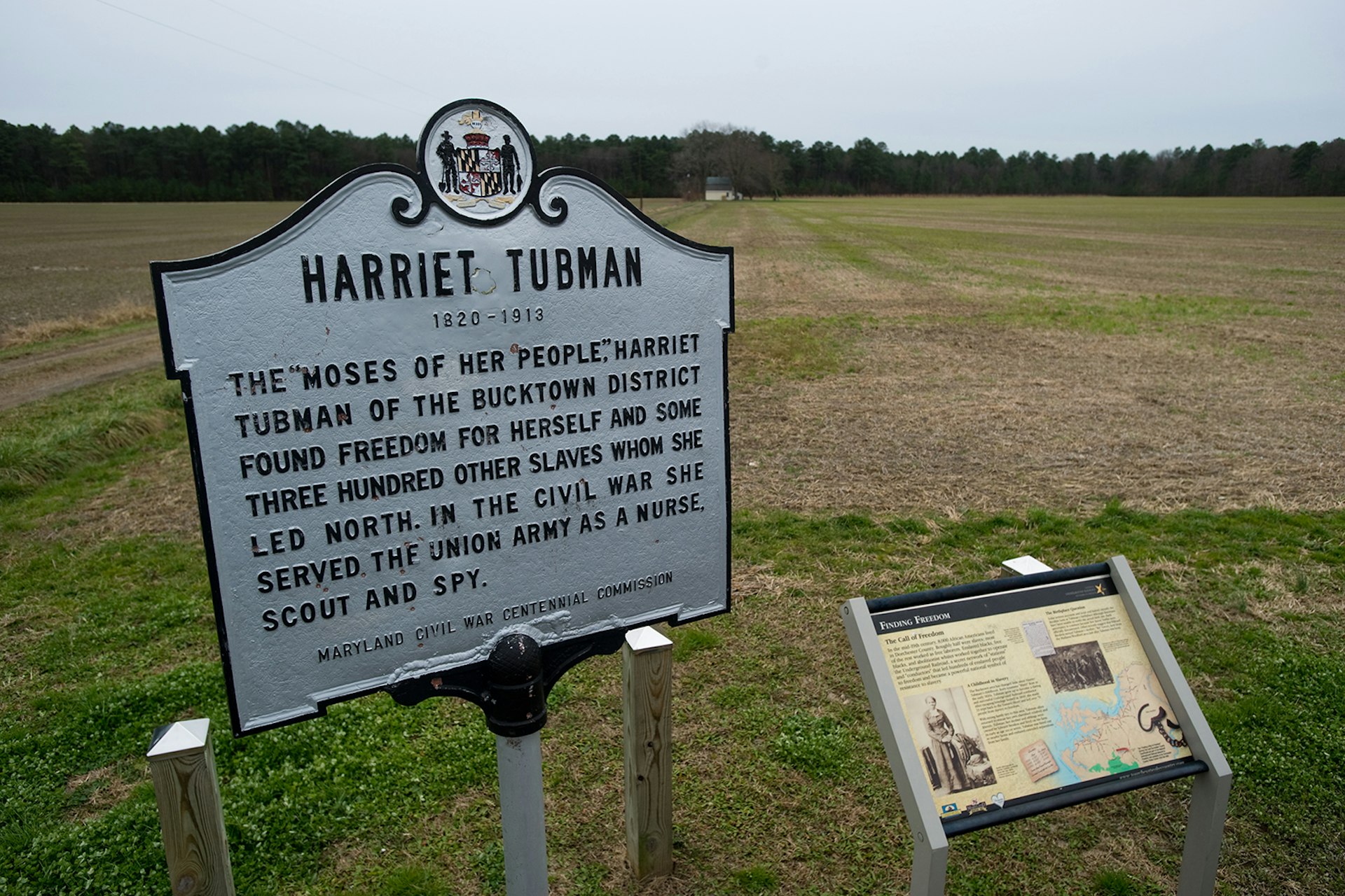 Historic sign describing Tubman's biography