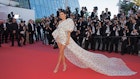 Kendall Jenner poses in a dress on the red carpet at Cannes Film Festival in 2018