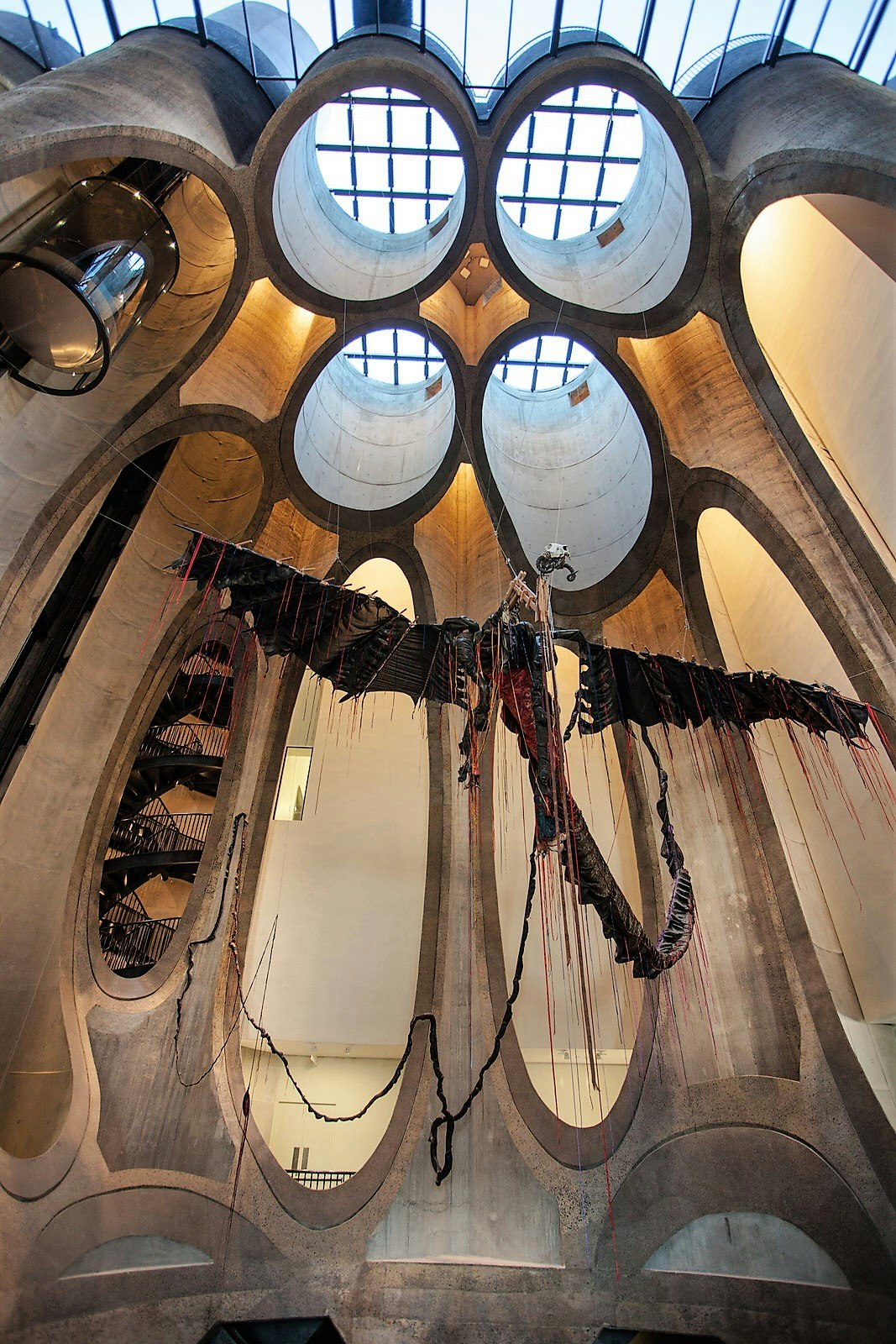 The interior of Cape Town's Zeitz MOCAA Museum, housed in a former silo