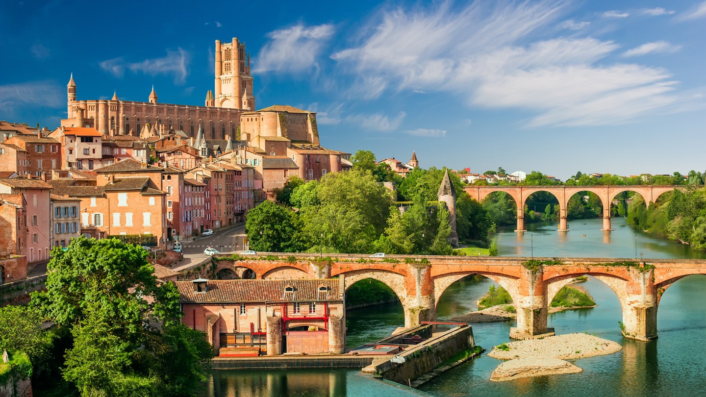 The town of Albi is dominated by the enormous redbrick Cathédrale Ste-Cécile, which sits on a hill above the rest of the town and the River Tarn
