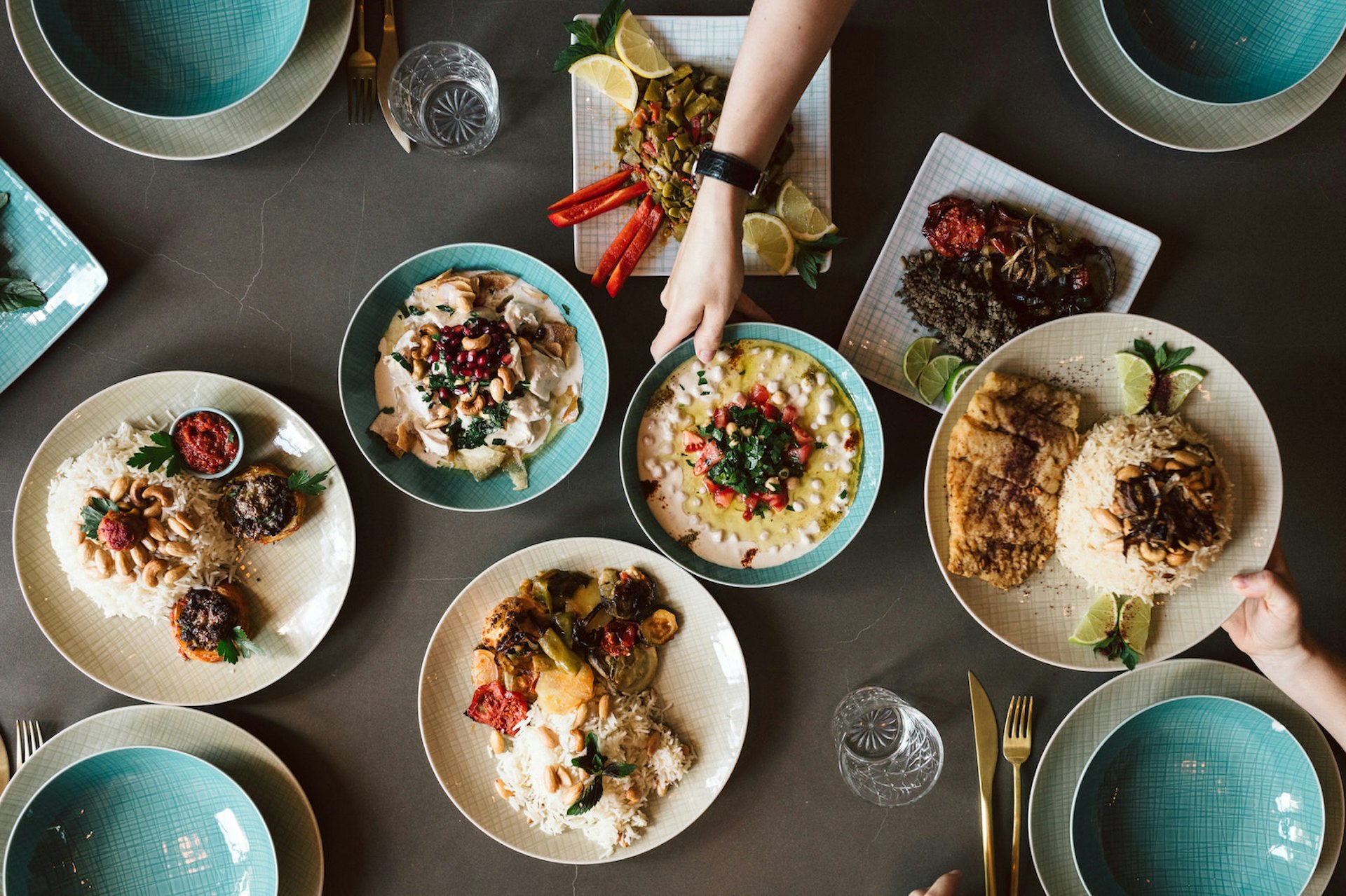 Spread of Syrian food at Kreuzberger Himmel