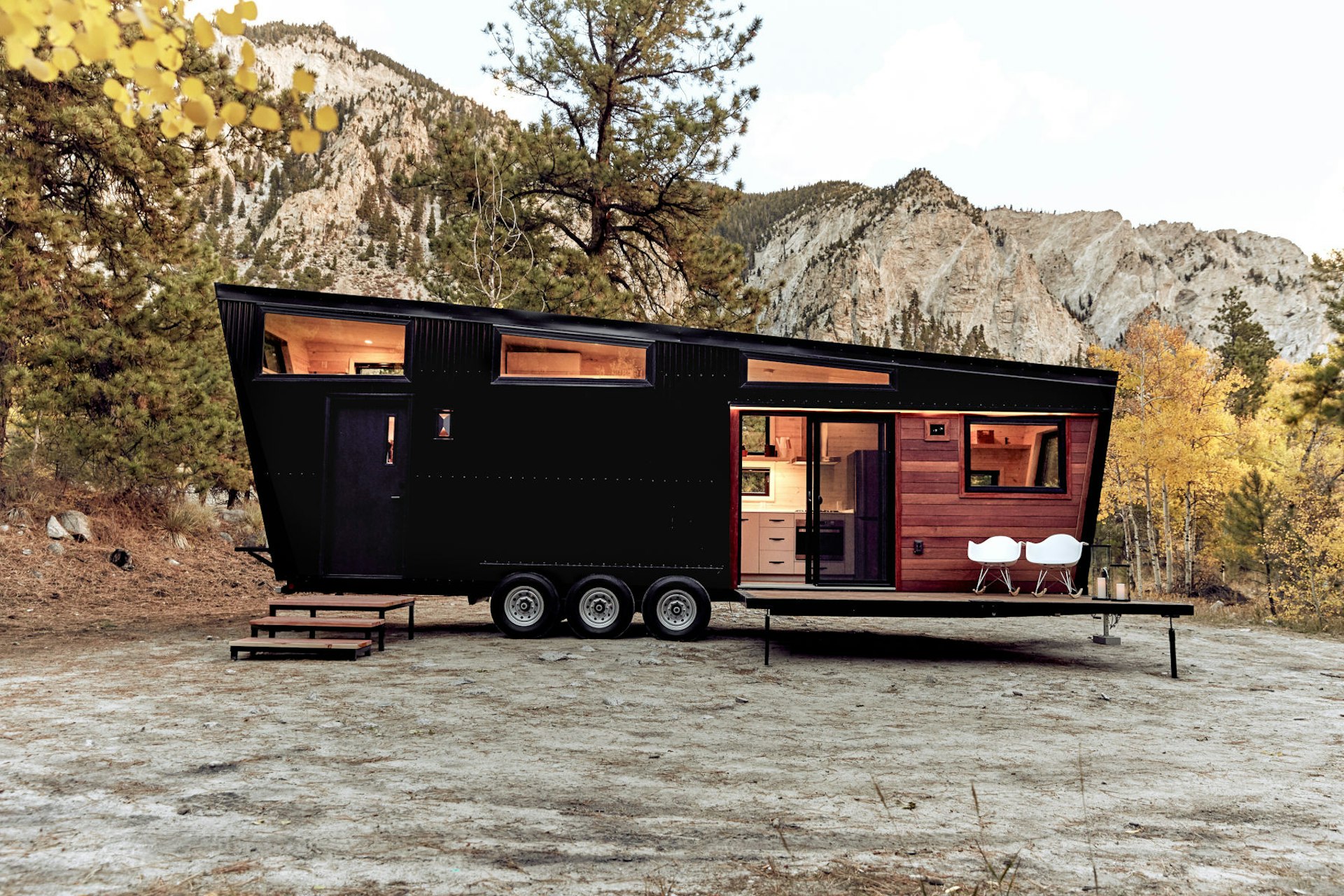 A mid-century modern inspired trailer in the wilderness.