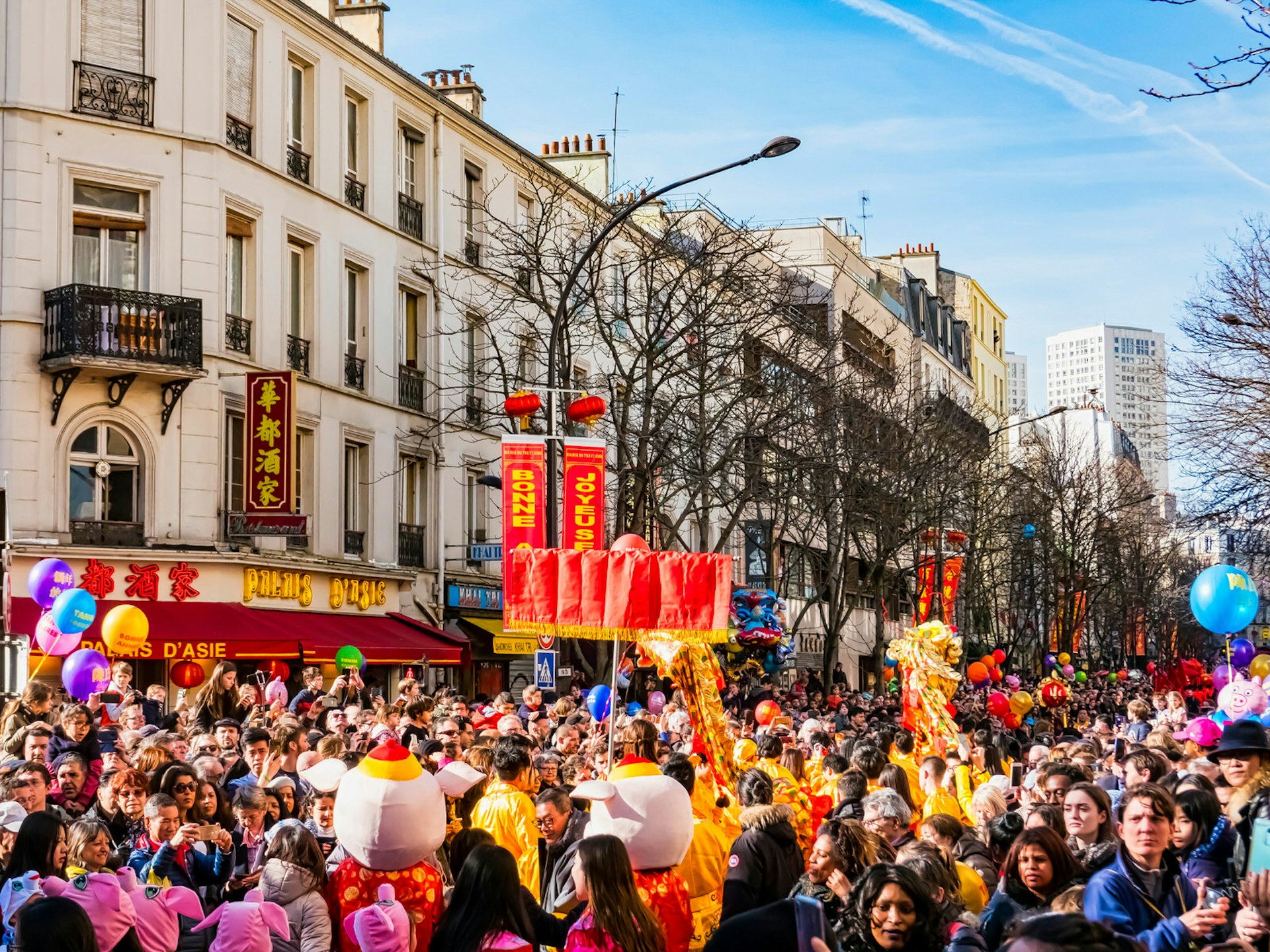 A colorful parade for Chinese New Year celebrations in Paris, France