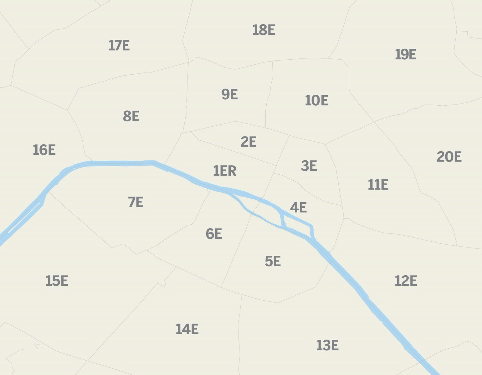 A map of Paris arrondissements 