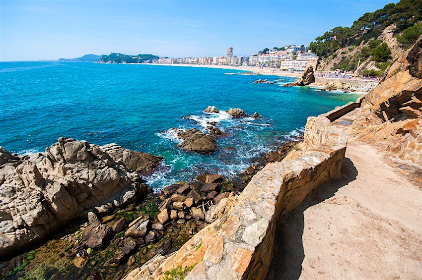 Lloret de Mar seen from the famous 'Camí de Ronda' along the Costa Brava in Catalonia, Spain.