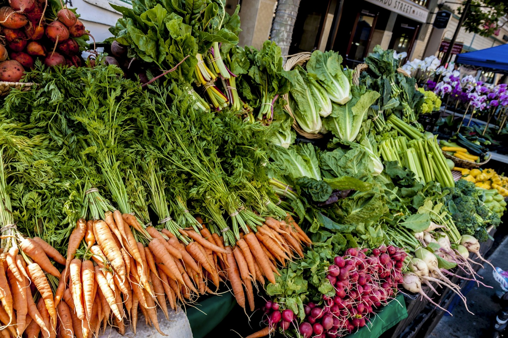 Colorful veggies from the surrounding farms are the highlight of farmer's markets in Monterey, California 