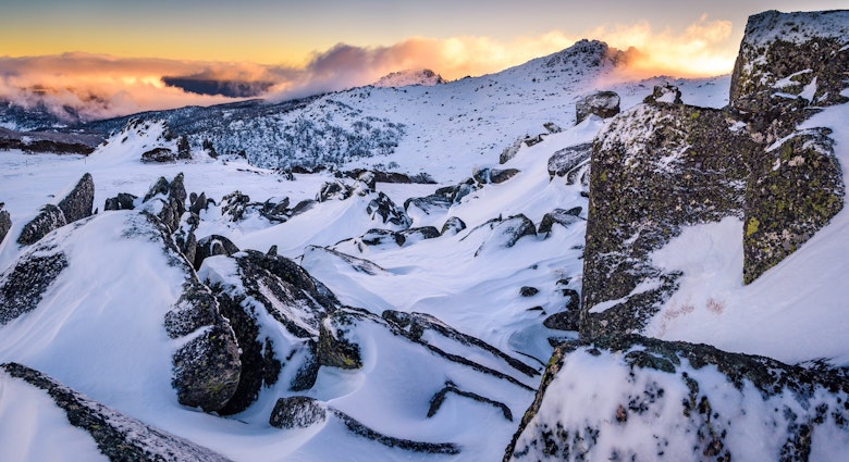Features - Winter sunset at the highest Australian Mountain