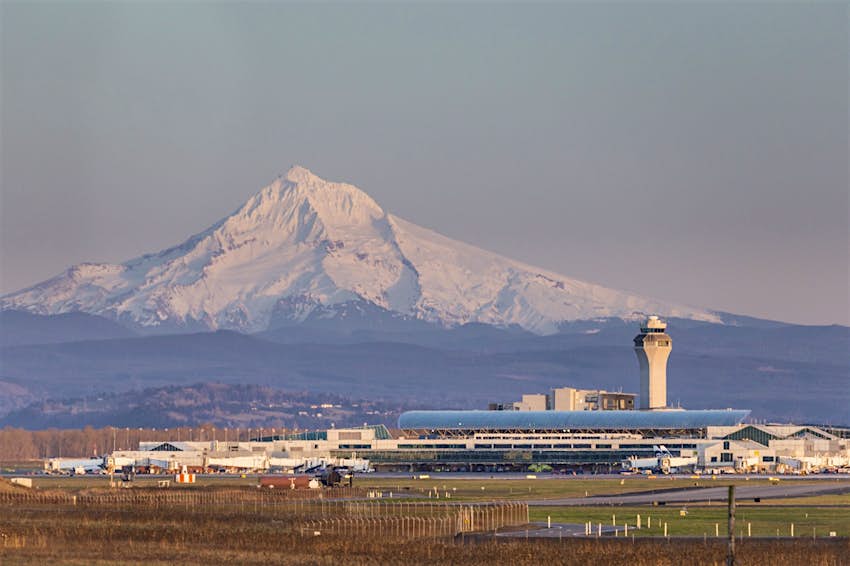 Portland Portland International Airport - PDX - with Mount Hood in backgroundInternational Airport with Mount Hood in background, Portland, Oregon, USA