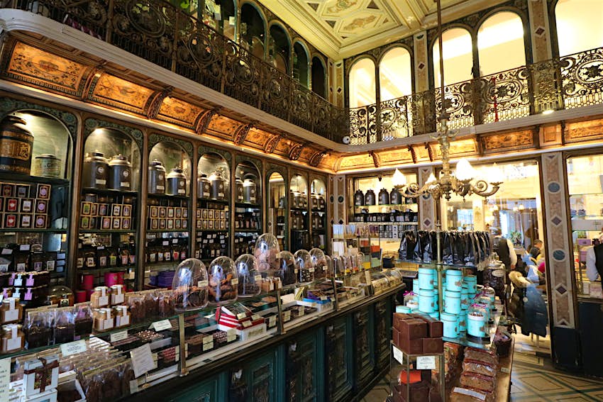 Features - IMG_4451-cfbc17a44d50 Counters and shelves are stacked with packets of chocolates in this former pharmacy building with original 19th-century features