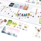 The board game Tokaido is laid out on a white background