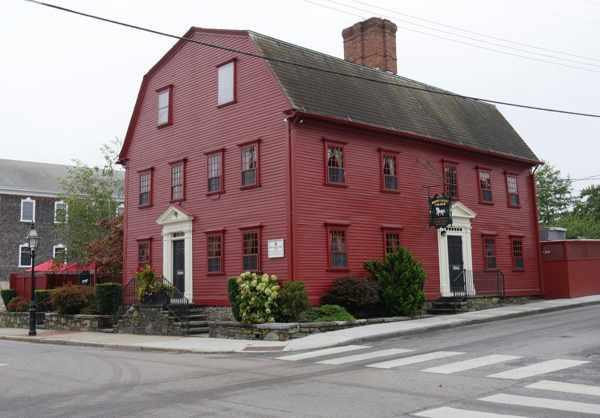Side view of the White Horse Tavern, known to be America’s oldest tavern established in 1673