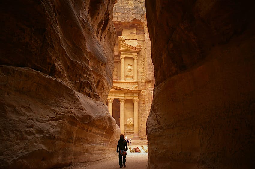 A view of the Treasury from the Siq at Petra, Jordan
