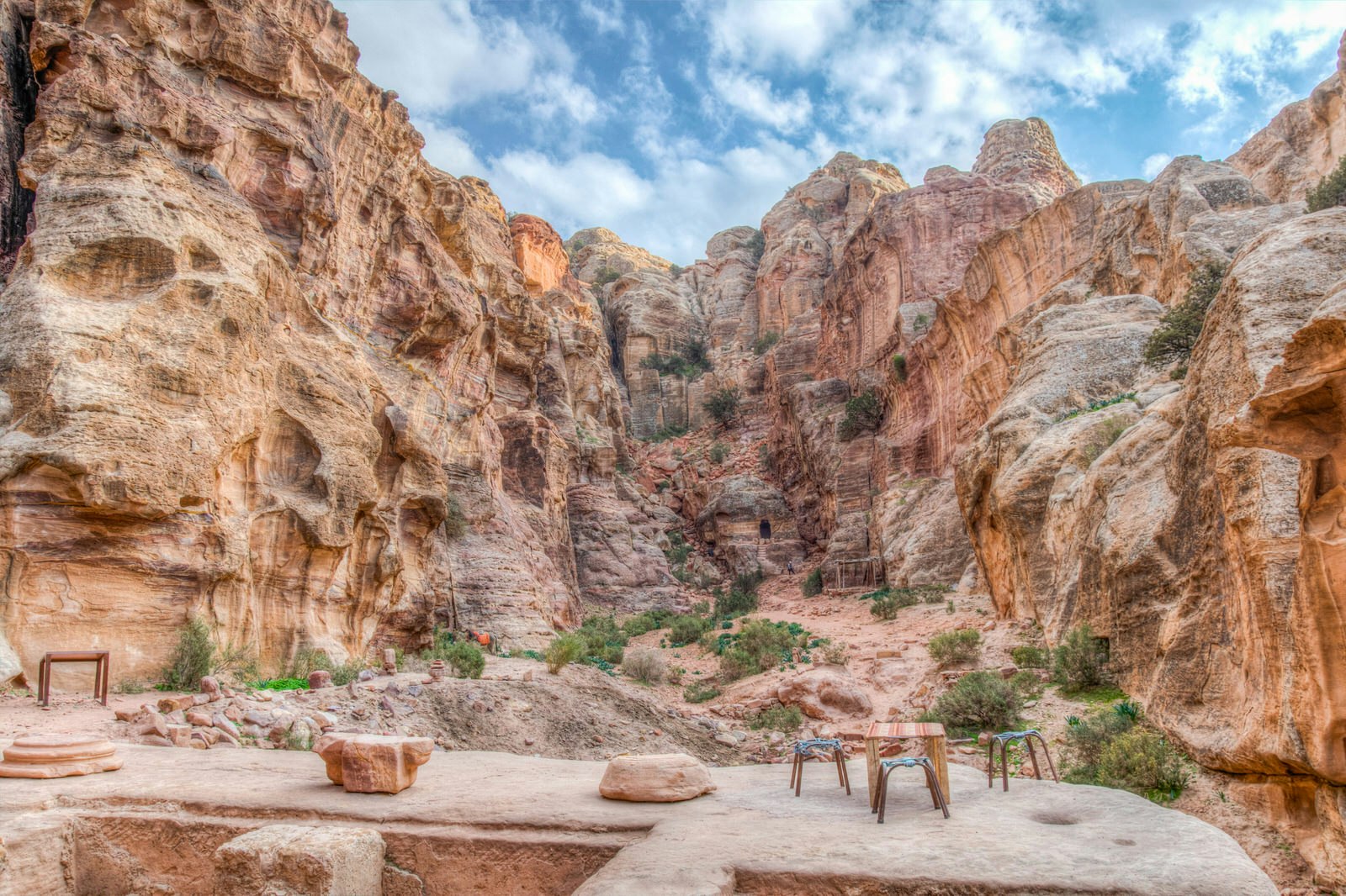 View of the tombs near Wadi Farasa, Petra, Jordan