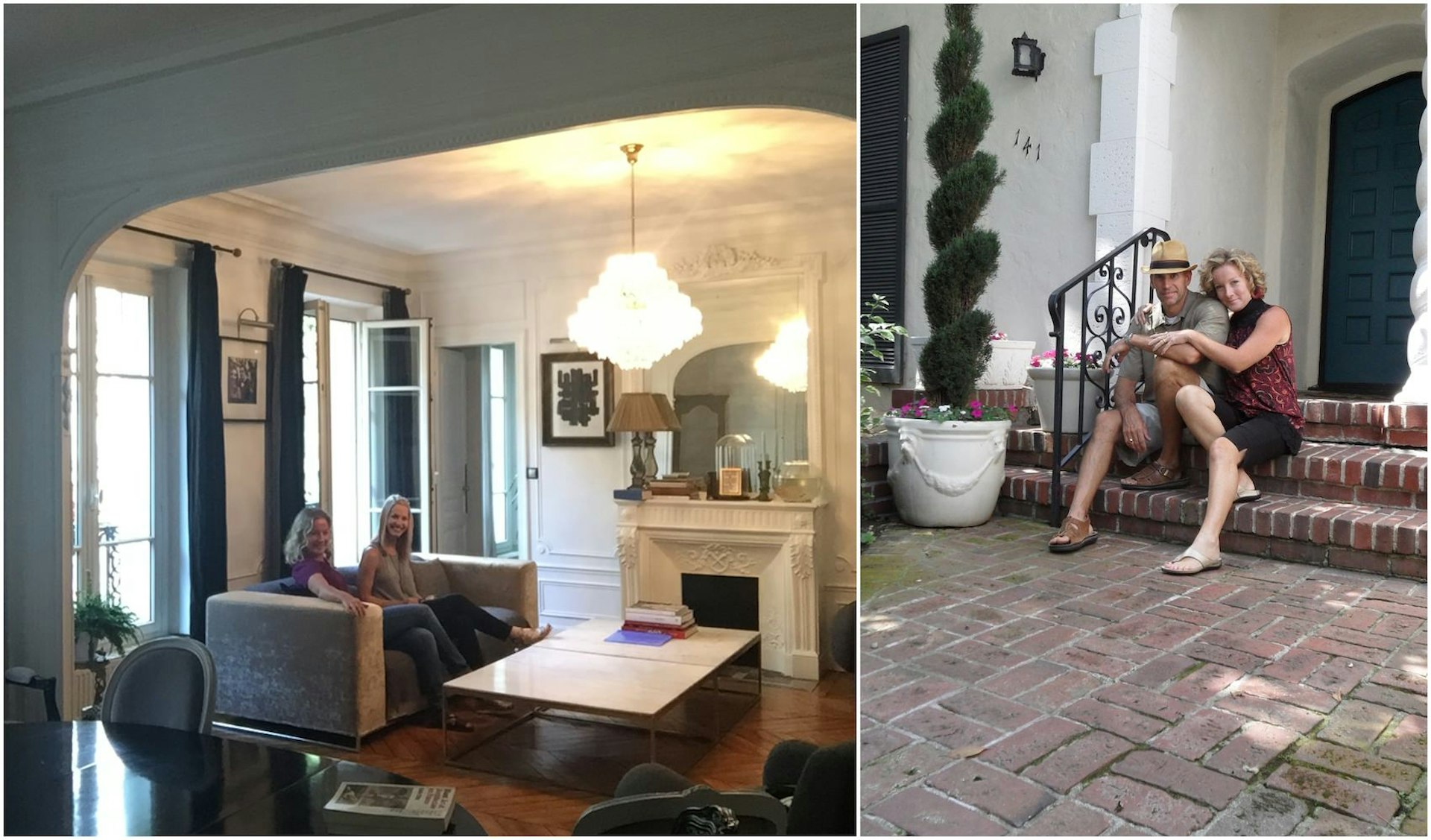 Amanda Starling has swapped her holiday home in Tennessee 20 times. With friend Candra Nebiker on a home swap in Paris (left) and husband Curt in Los Angeles (right).  