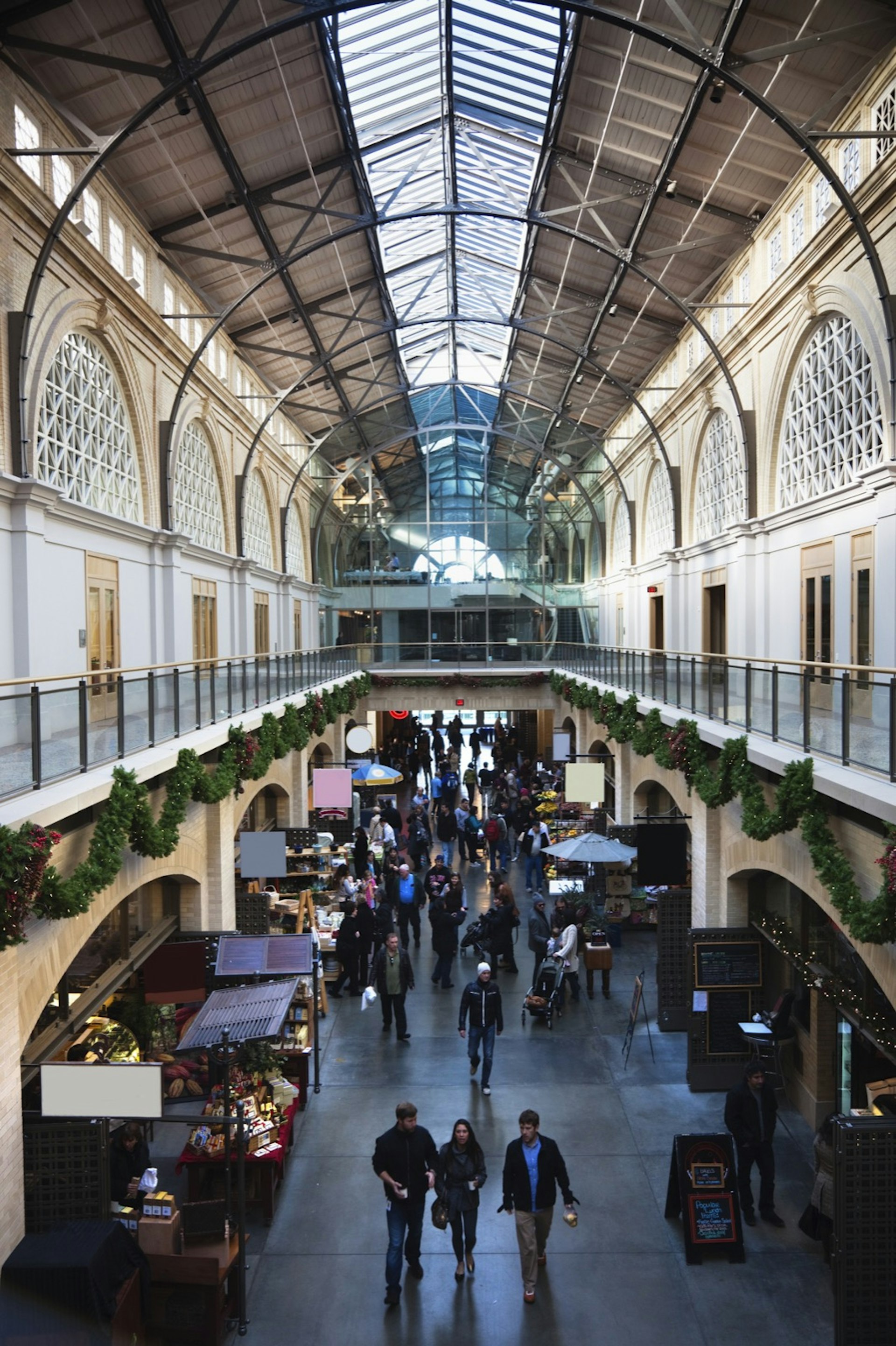 The Ferry building atrium from above. Weekend in San Francisco