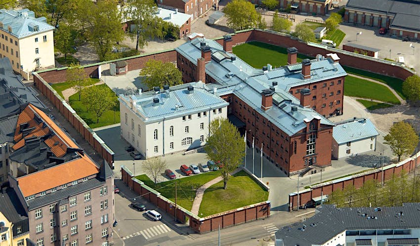 An aerial view of a former prison which is now a hotel in Finland.