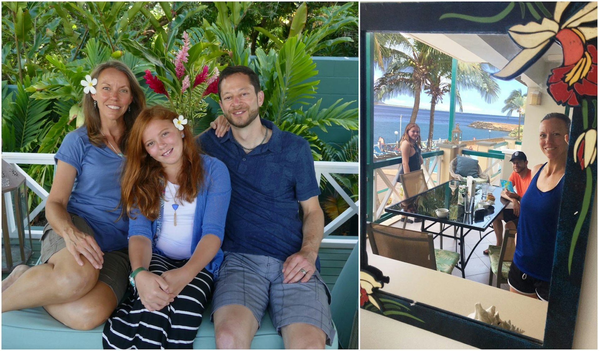 Ryan Wolffe from Colorado has swapped his family home for one in Kauai, Hawaii (left with wife Michelle and daughter Kyla) and another in Bonaire (right).