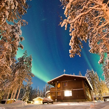 The northern lights as seen at 7 Fells Hostel in Finland