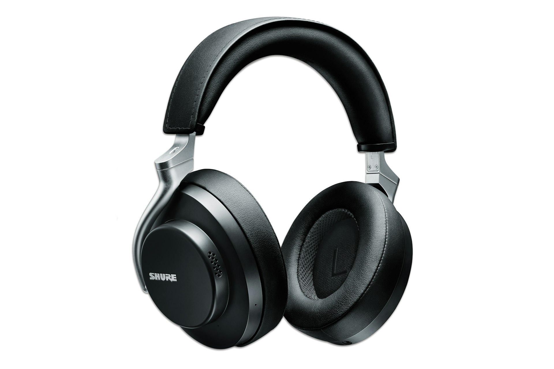 Product shot of a pair of Shure headphones.