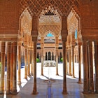 Moorish architecture of the Court of the Lions, the Alhambra, Granada, Andalucia (Andalusia), Spain, Europe 