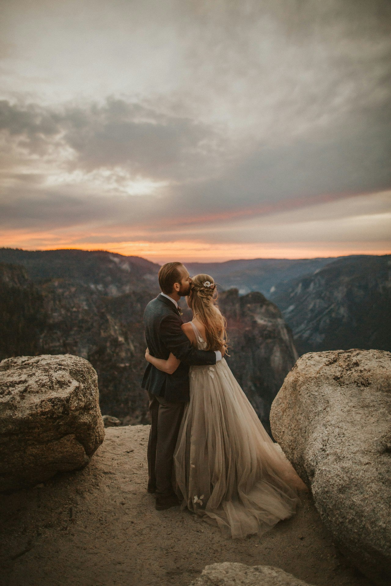 A bride and groom at Yosemite National Park.