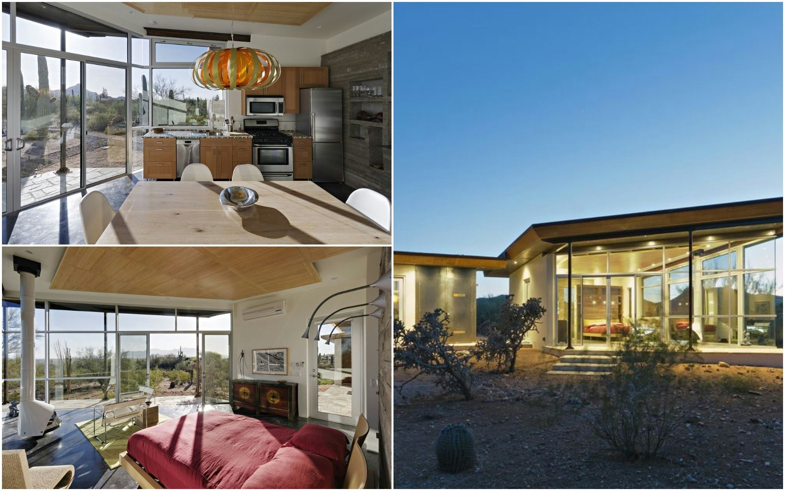 A glass home with floor-to-ceiling windows in the Arizona desert