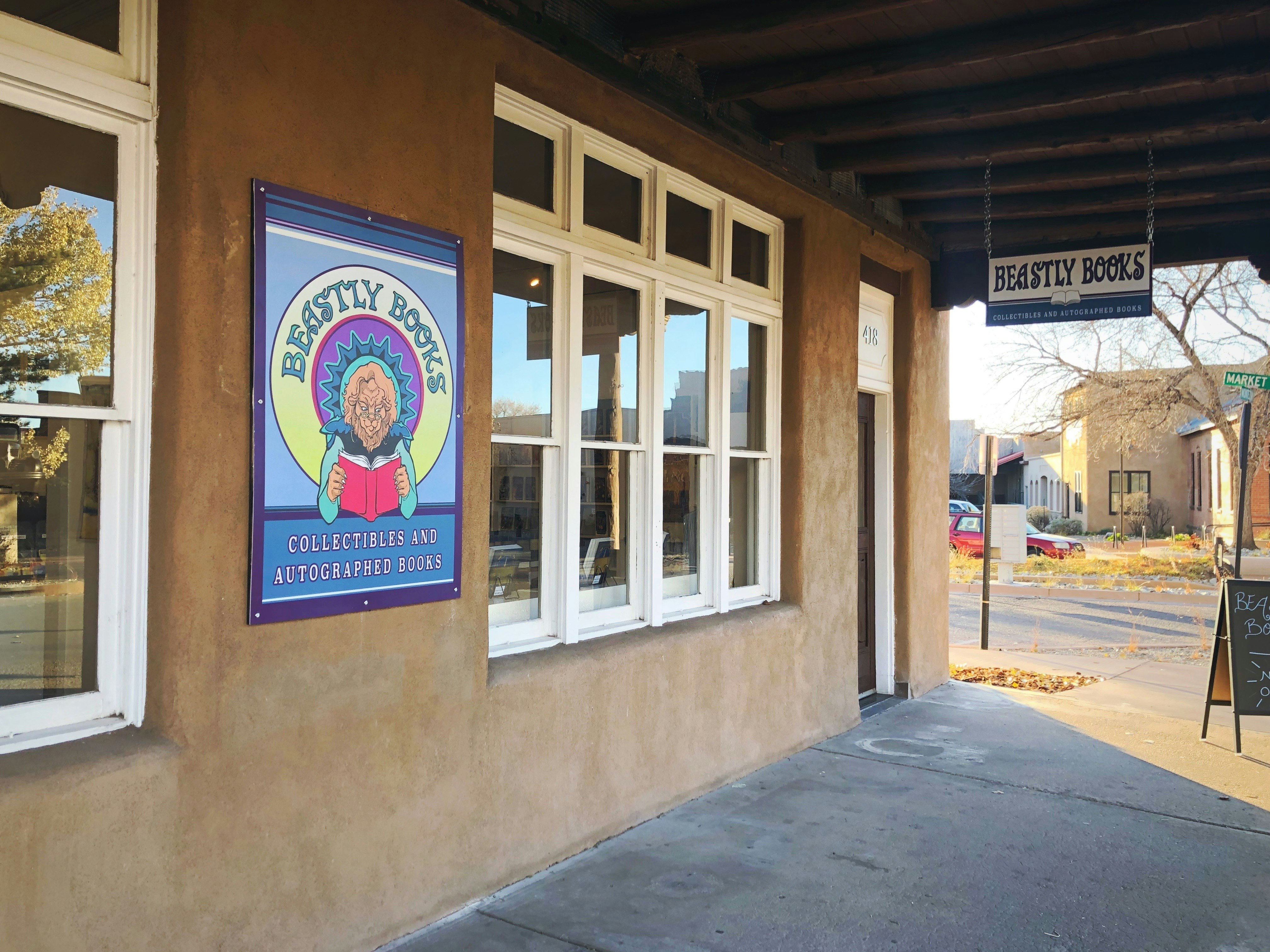 The exterior of Beastly Books in Santa Fe