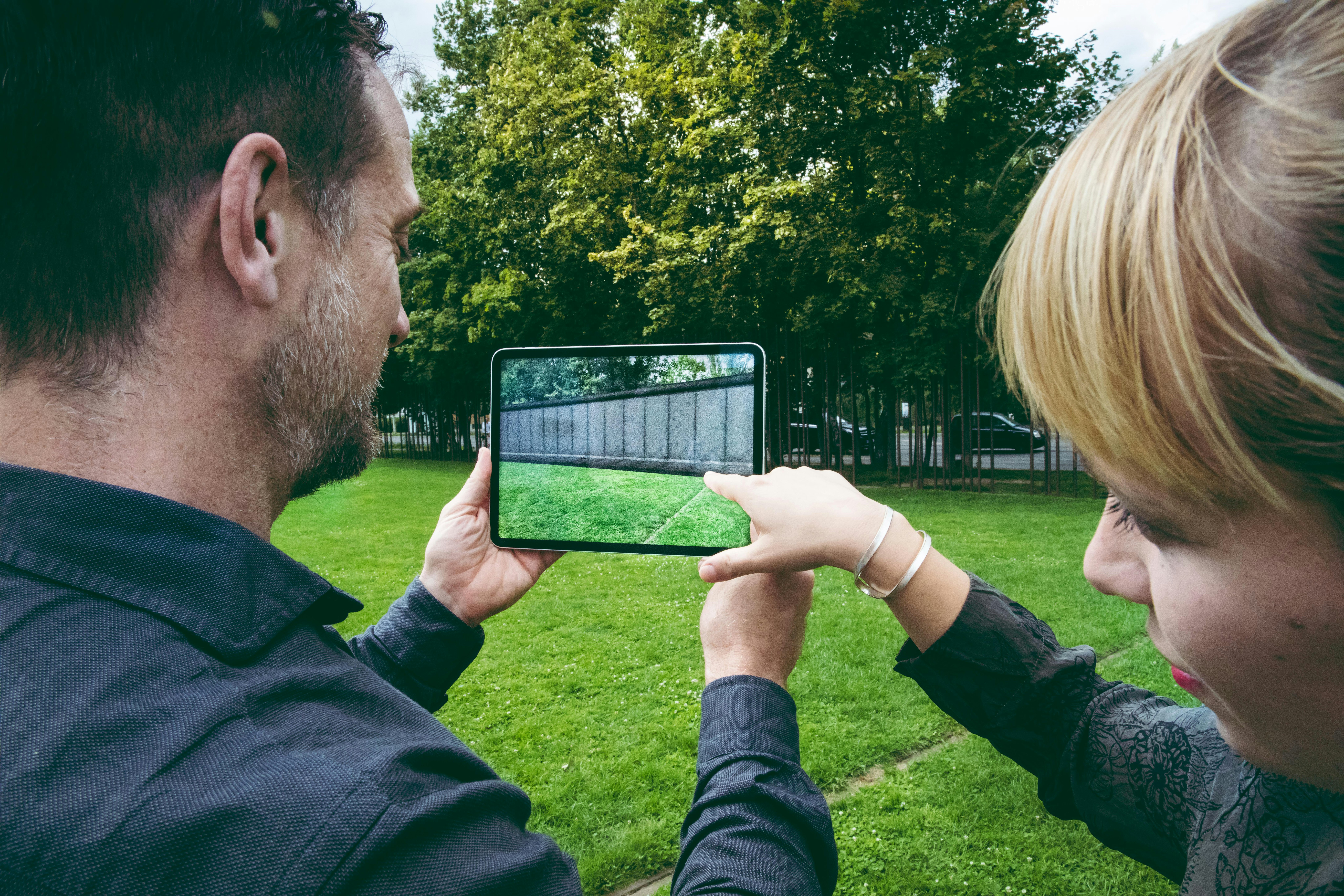 Peope using an augmented reality app