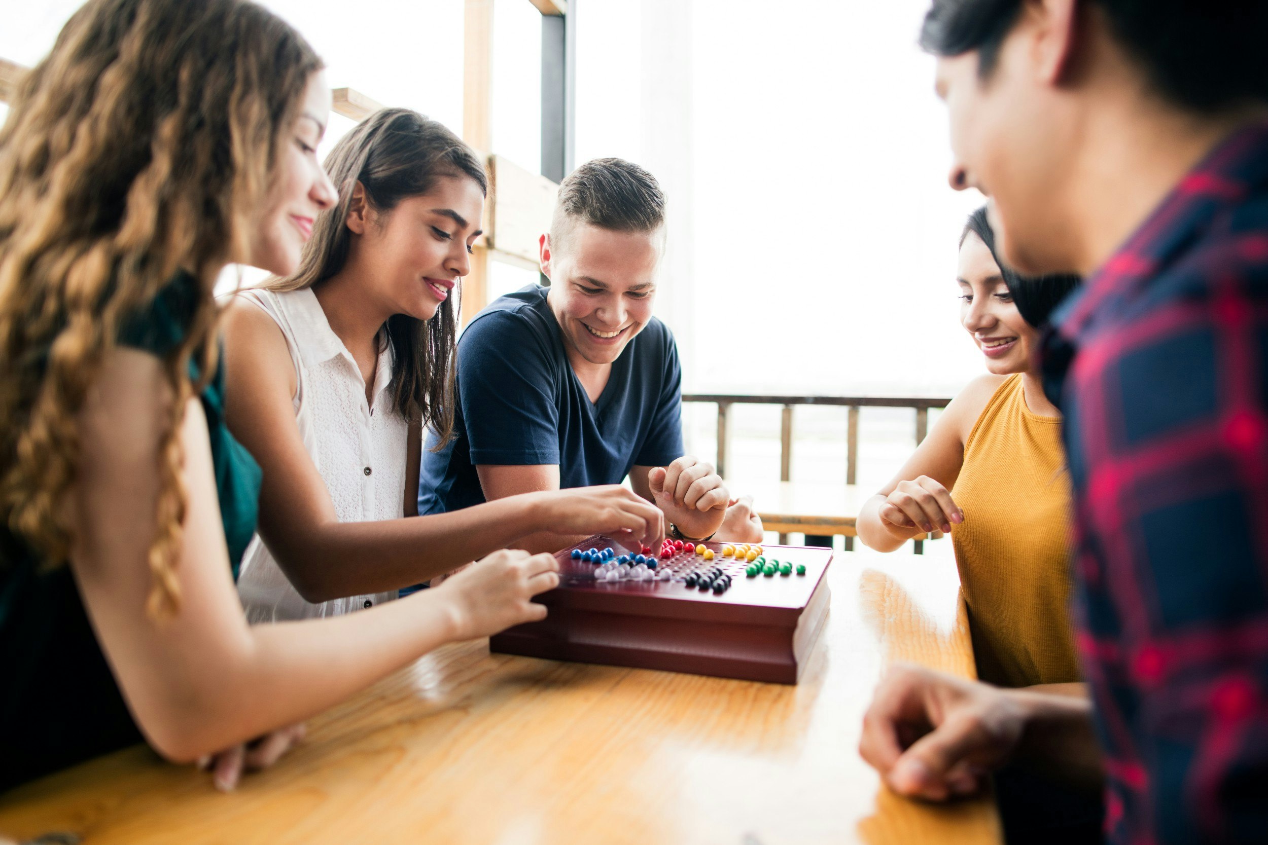 A family playing a board game