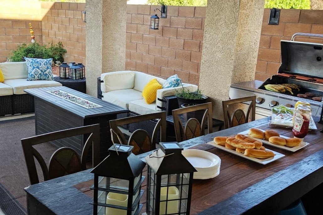 The dining area of a Breaking Bad-themed Airbnb