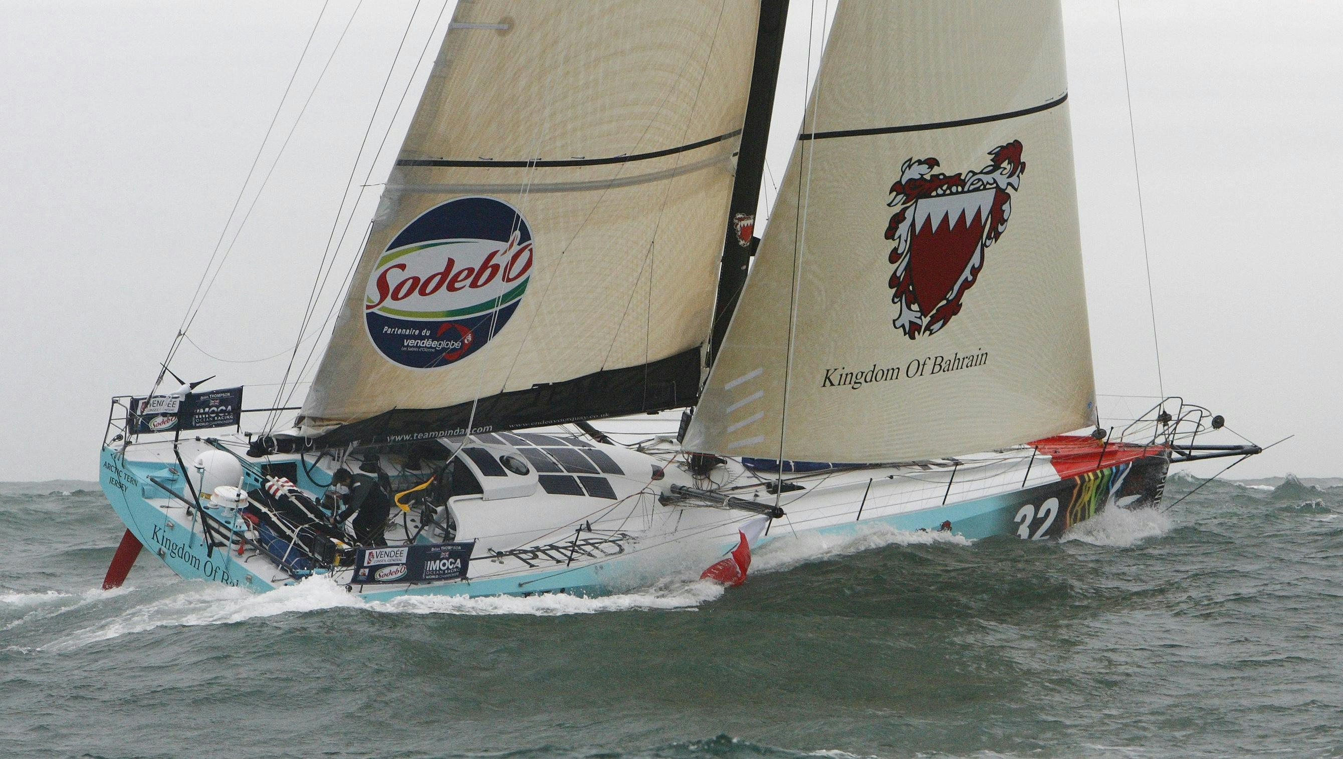 A sailboat heeling in the ocean