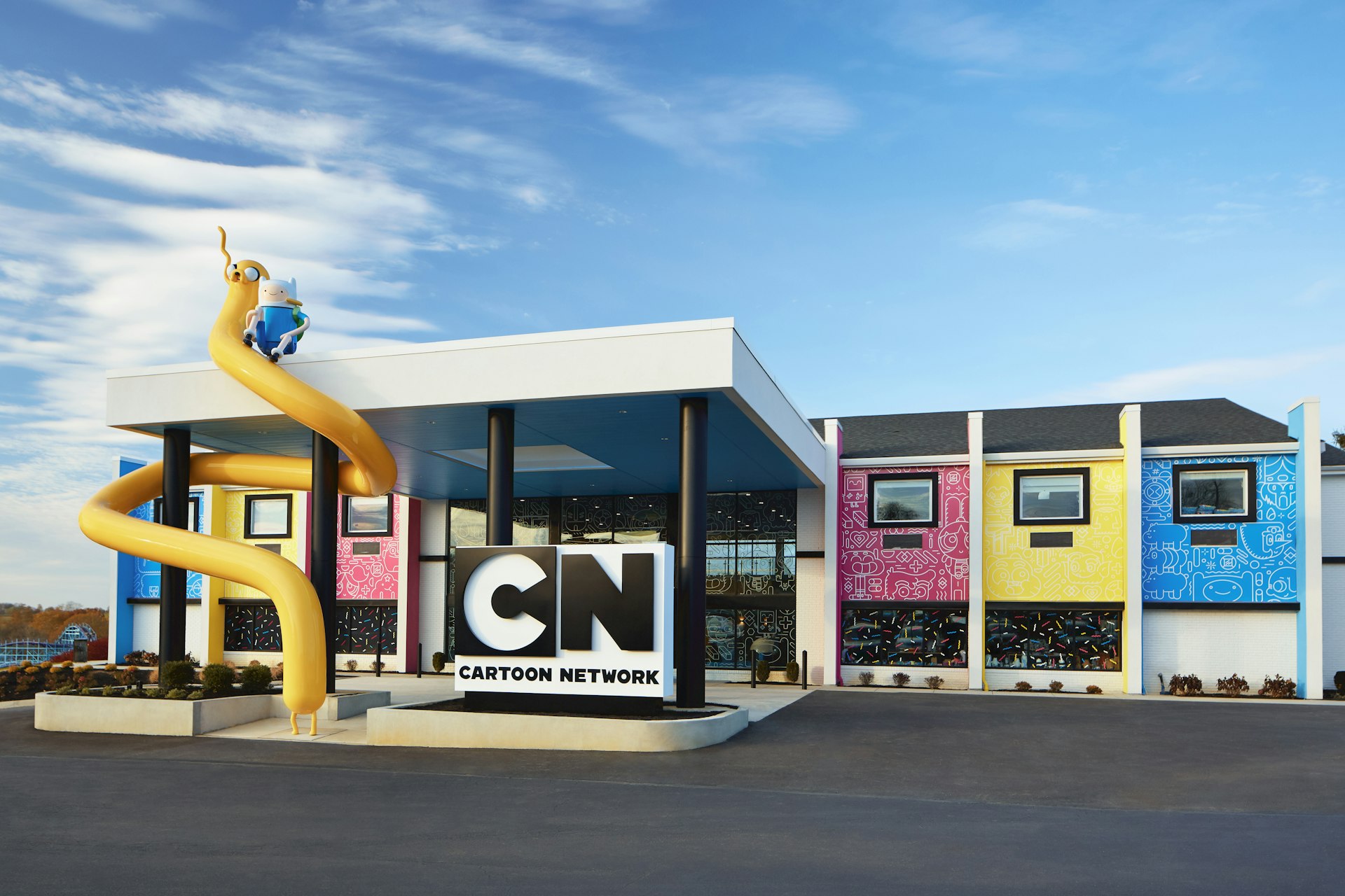 Exterior shot of a Cartoon Network themed hotel
