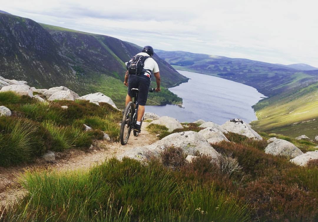 Lake and grassy cycle paths of Cairngorms