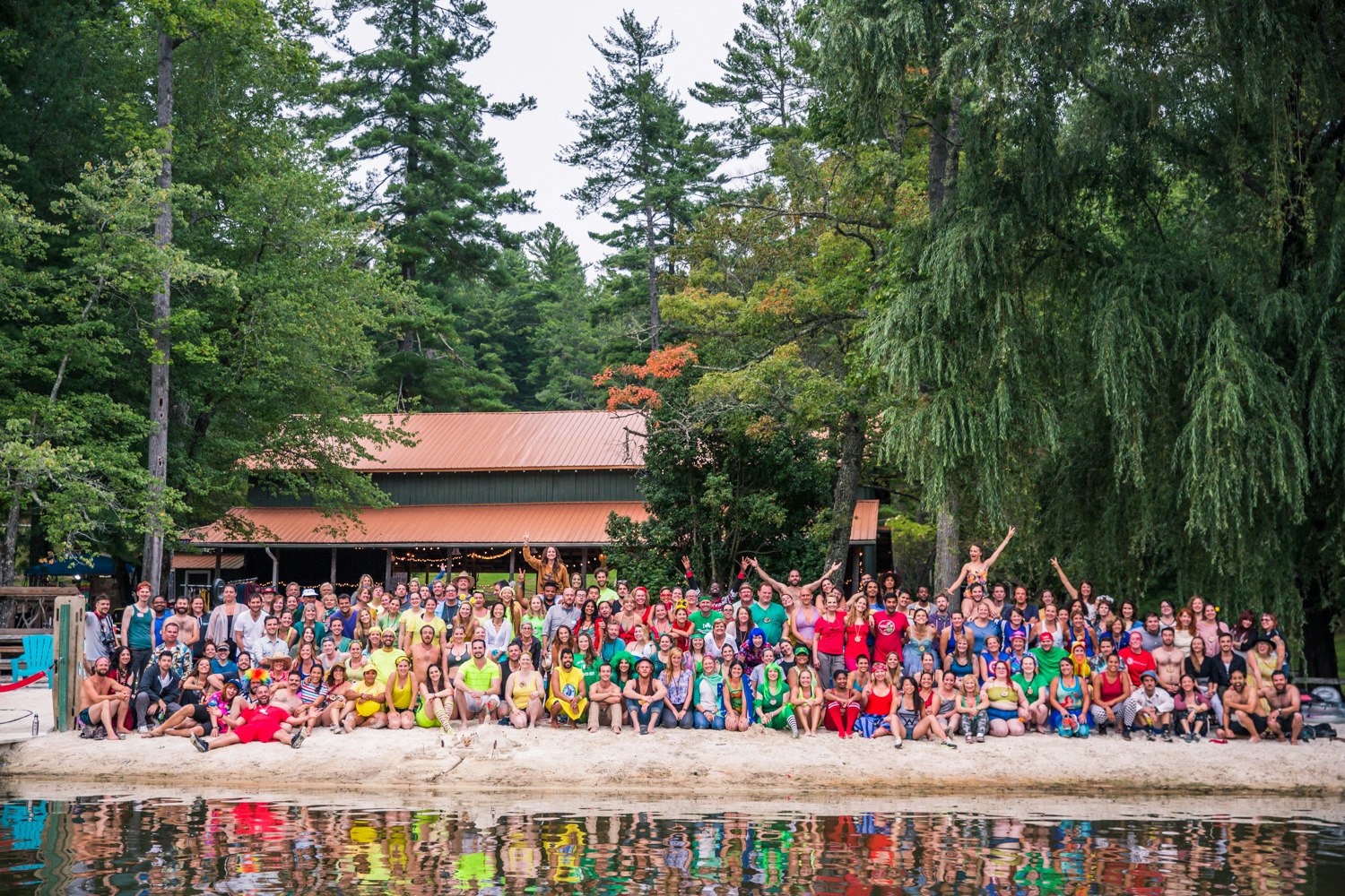 Camp Grounded big group shot of the campers by the water