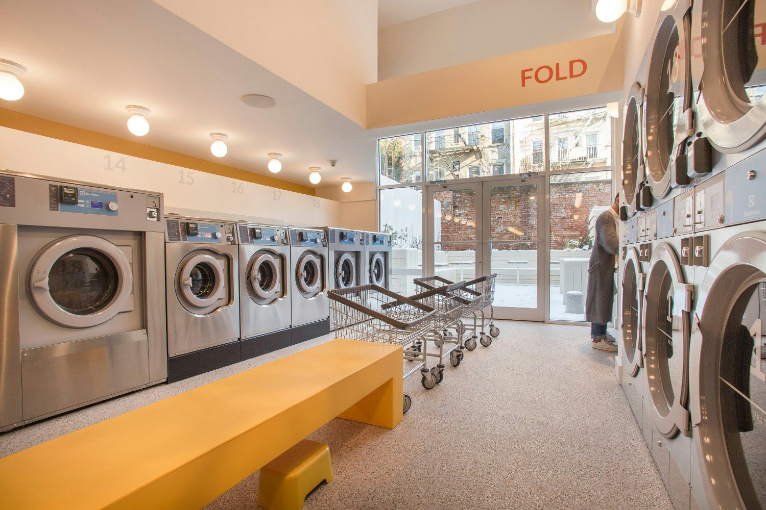 The interior of the Celsious laundromat in Brooklyn