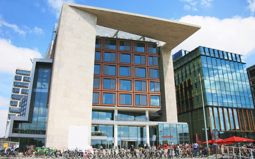 Outside view of Amsterdam Central Library, the Centrale Bibliotheek, largest public library in Europe