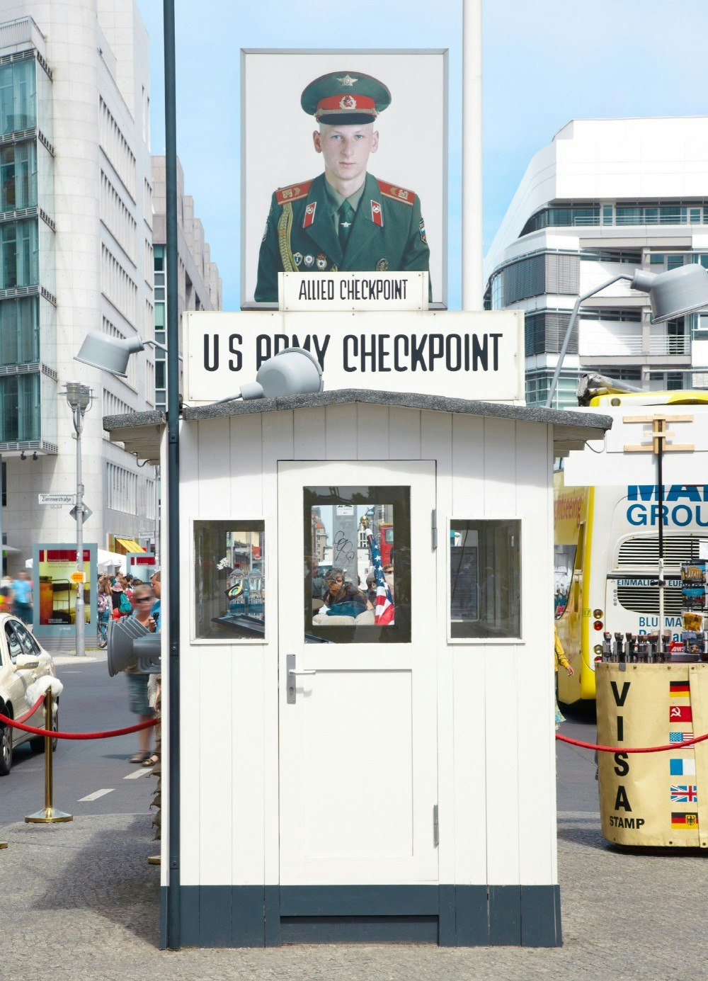 Checkpoint Charlie in Berlin was the crossing point between East and West Berlin sectors during the Cold War
