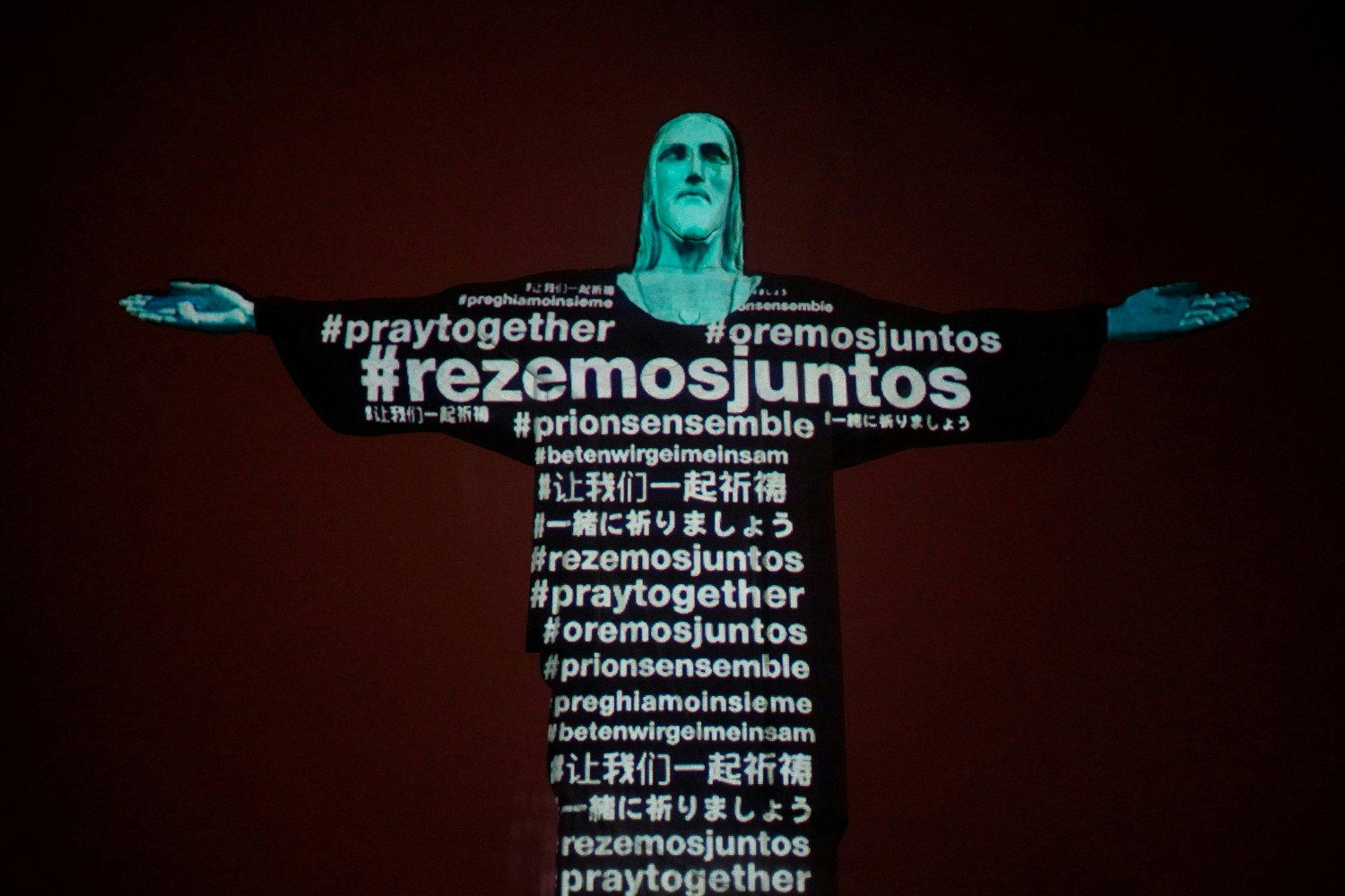 The illuminated statue of Christ the Redeemer in Rio de Janeiro