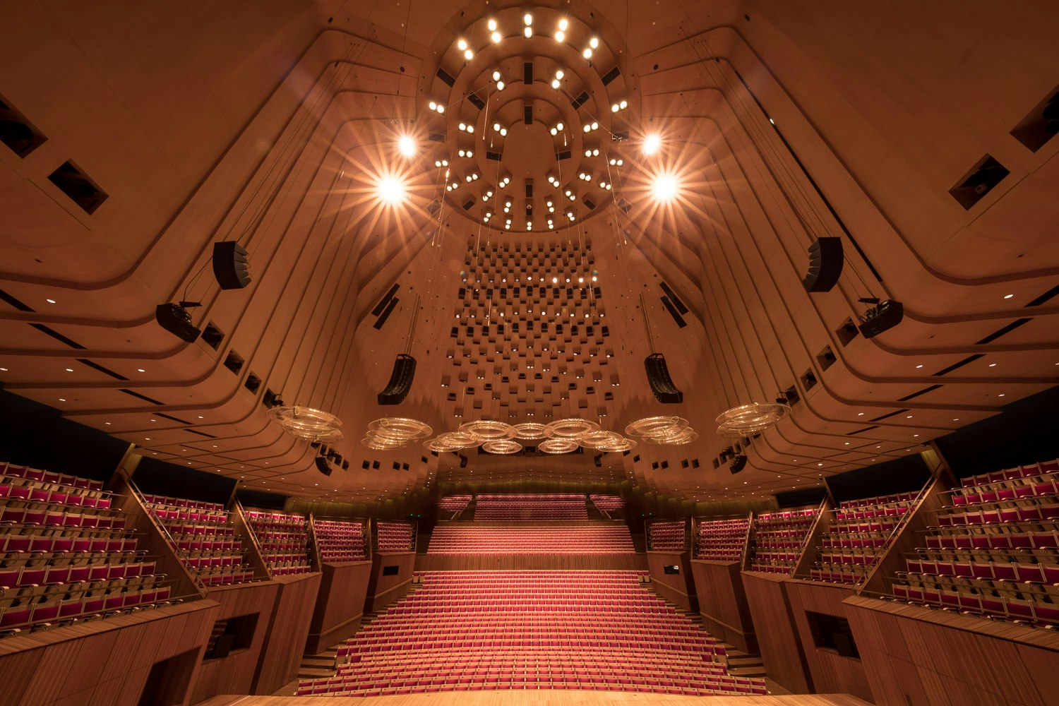 The Sydney Opera House Concert Hall's current acoustics feature clear acrylic ‘donuts’