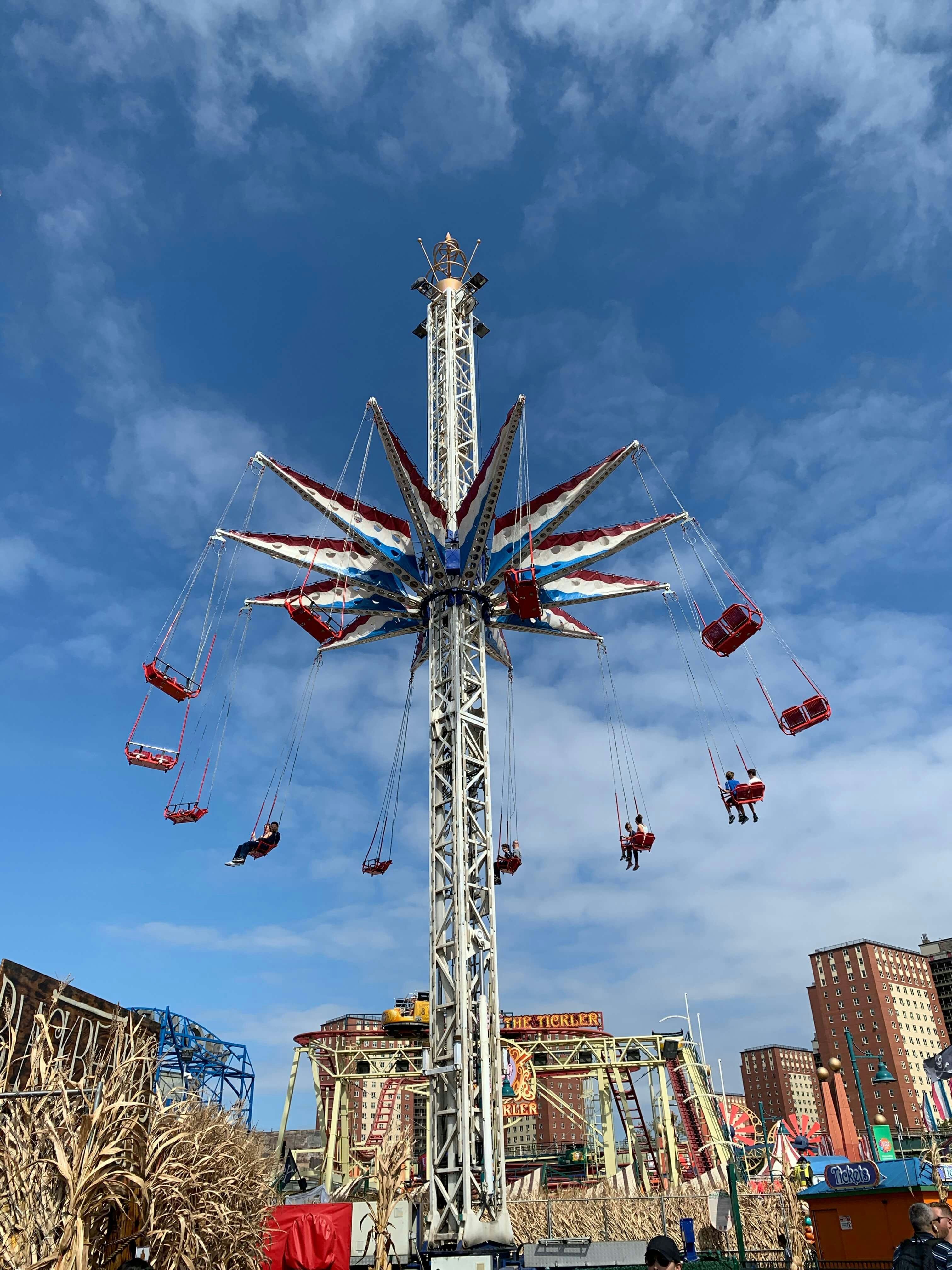 The red, white and blue swing ride of Coney Island